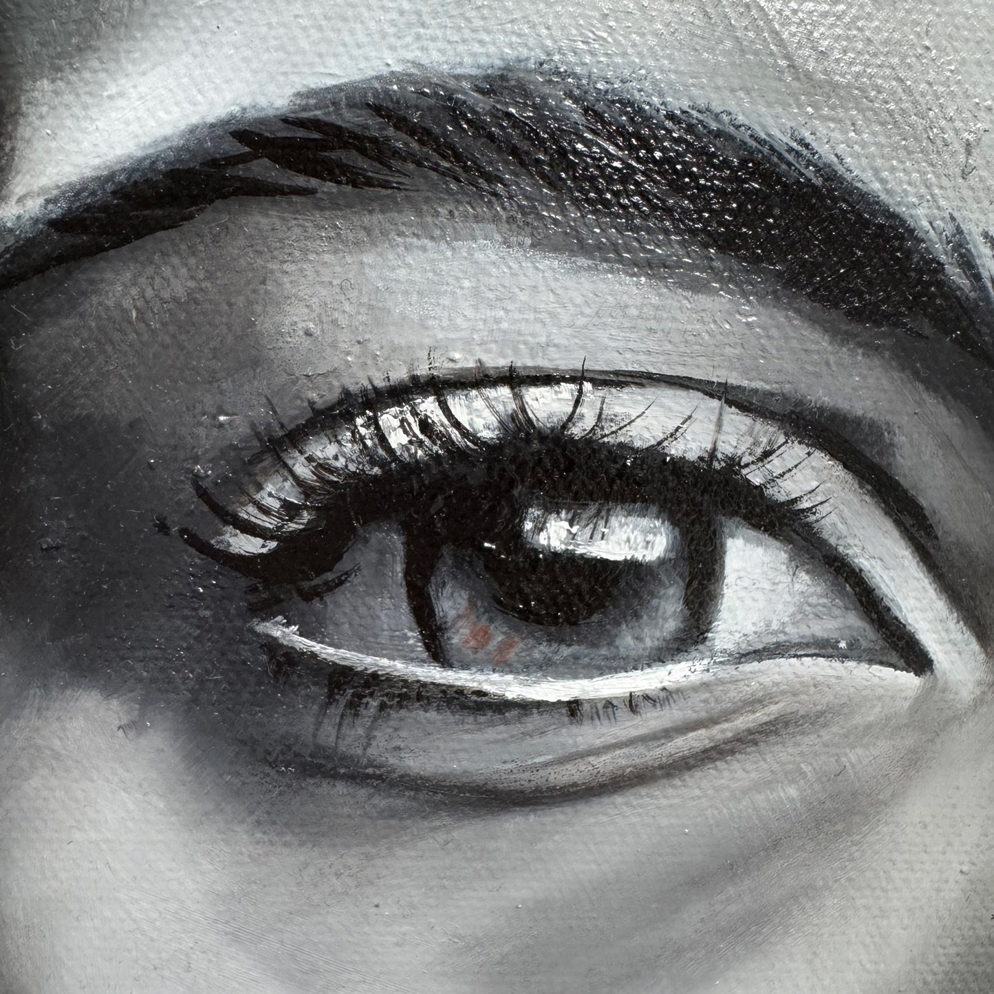 Peinture à l'huile "Pensées écarlates"