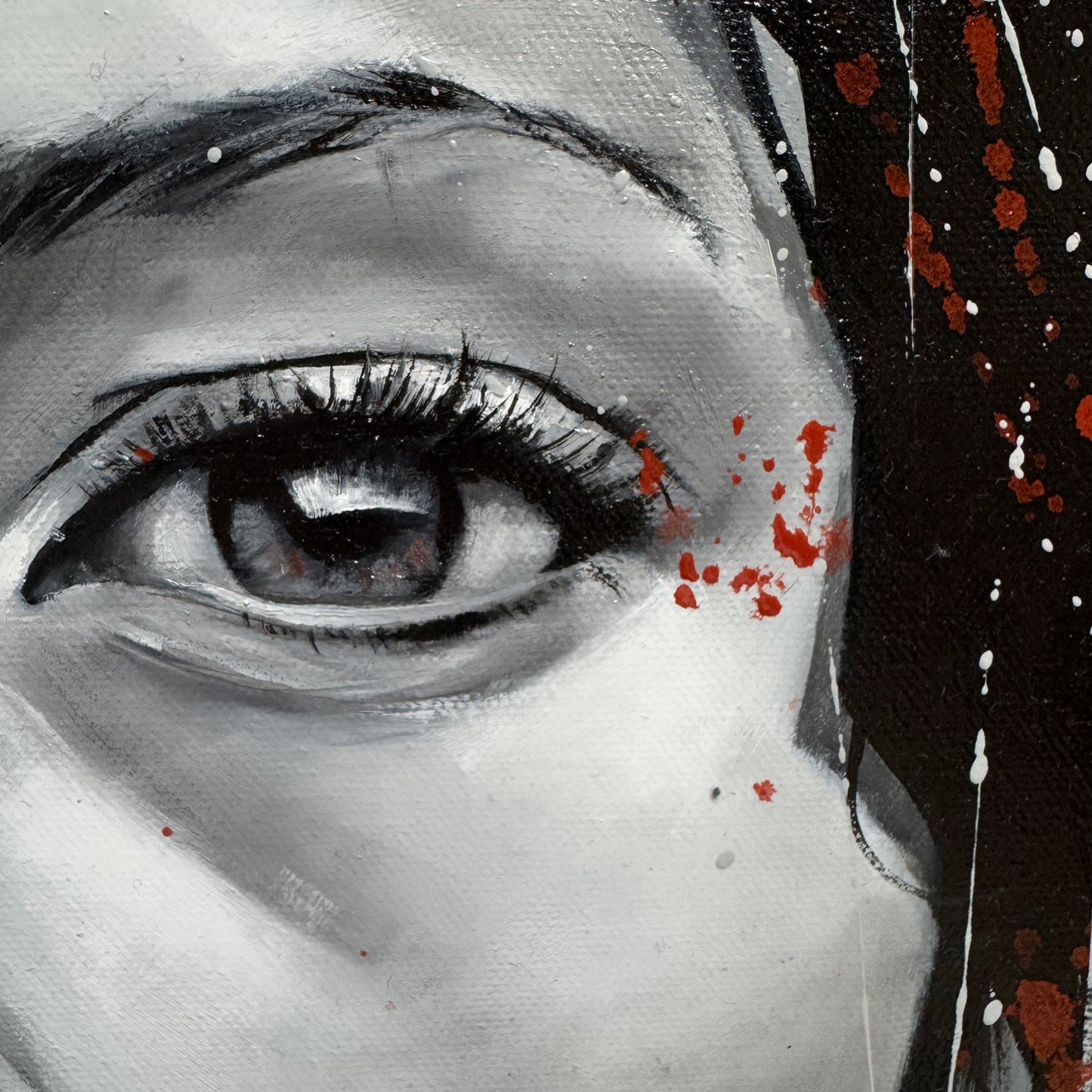 Peinture à l'huile "Pensées écarlates"