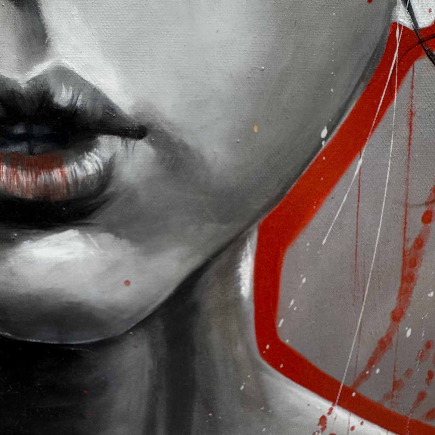 Peinture à l'huile "Pensées écarlates"